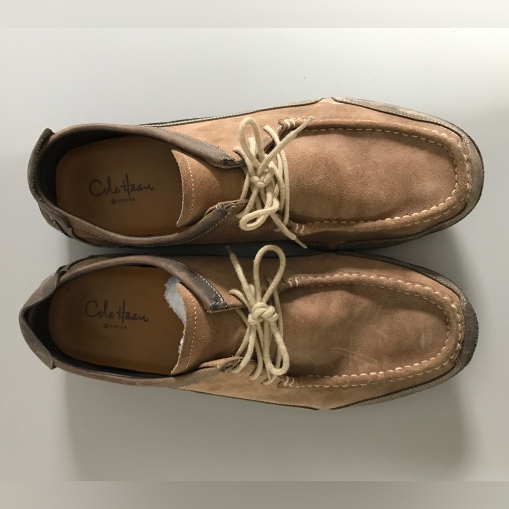 Cole Haan, Nike Air, Beige and Brown Suade Loafers, size 14w
